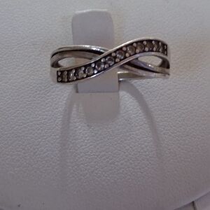 IBB Twisted Wave Enternal Cubic Zorconia Prong Sterling Silver 925 Size 9 Ring